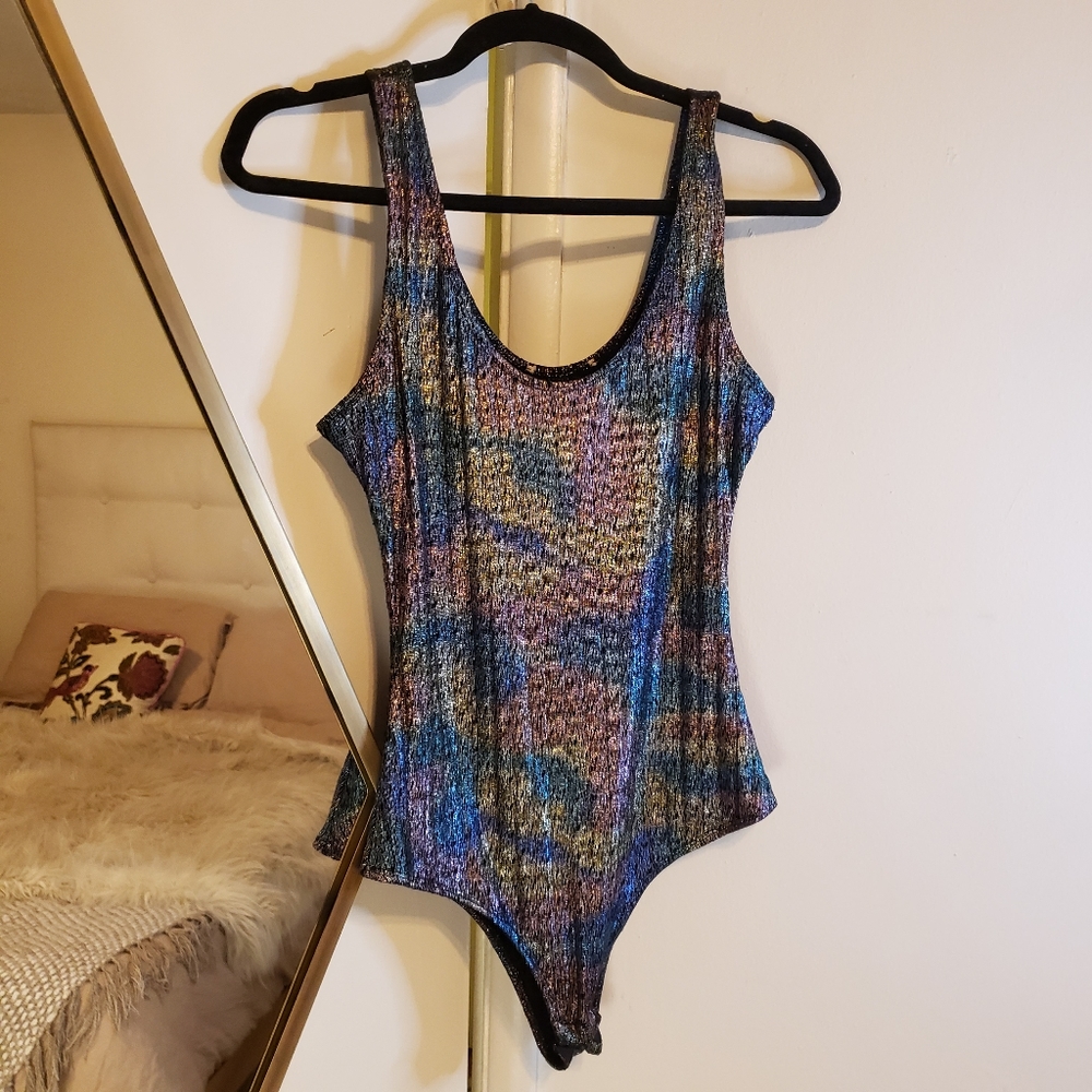 Vintage Rainbow Pastel Metallic Leotard